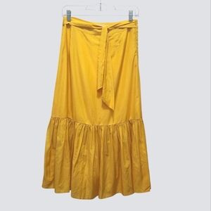 Scotch & Soda Belted Midi Length Skirt Tiered Ruffled Yellow Gold Siize S